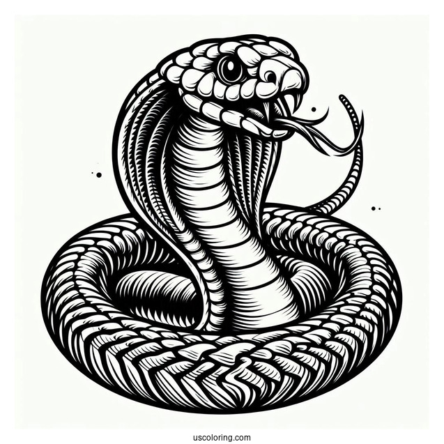 Detailed Cobra Snake Head With Fangs Out