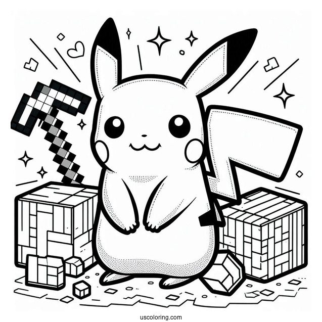 Minecraft Pikachu Coloring Sheet