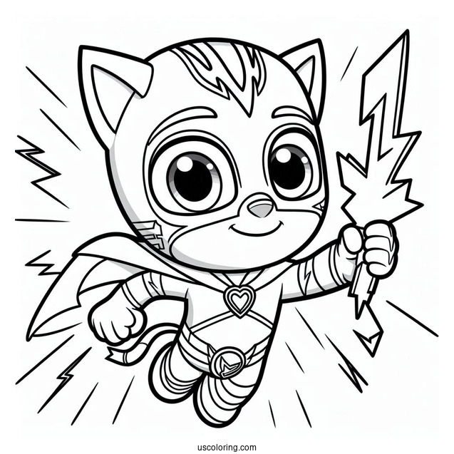 PJ Masks Coloring Page Of Catboy Using Lightning Powers