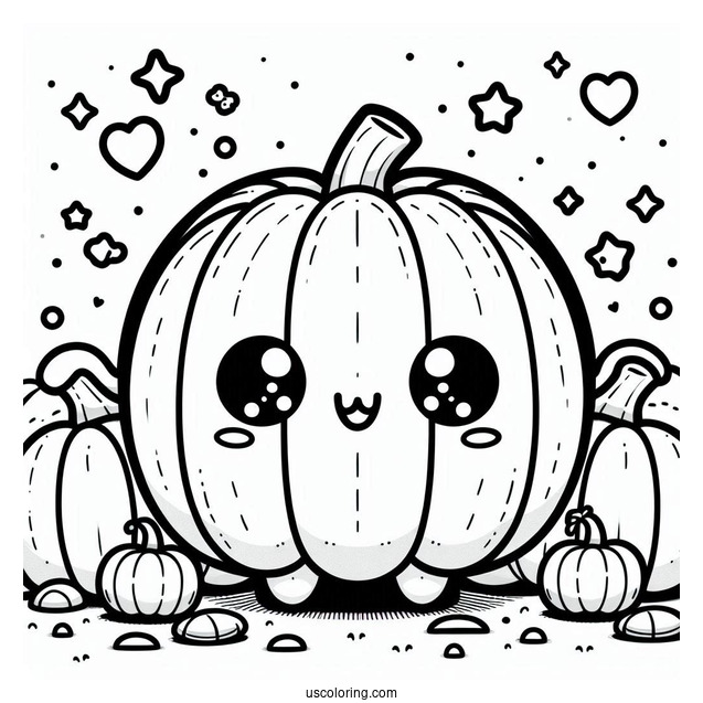 Kawaii Pumpkin Coloring Page For Preschoolers