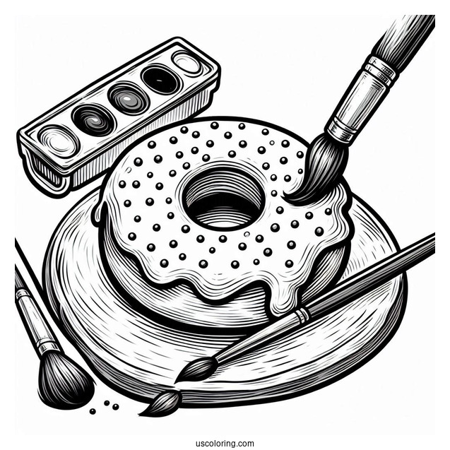 Painter Donut Coloring Page Sketching A Donut