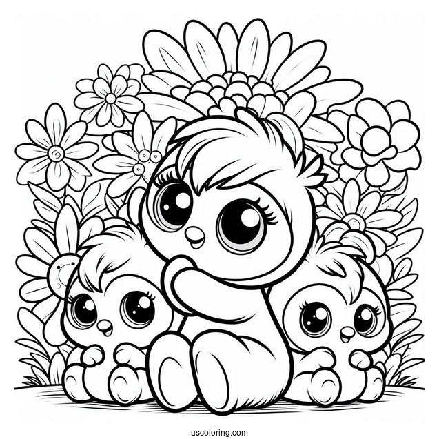 Poppy Playtime Coloring Page Of Display With Huggy Wuggies