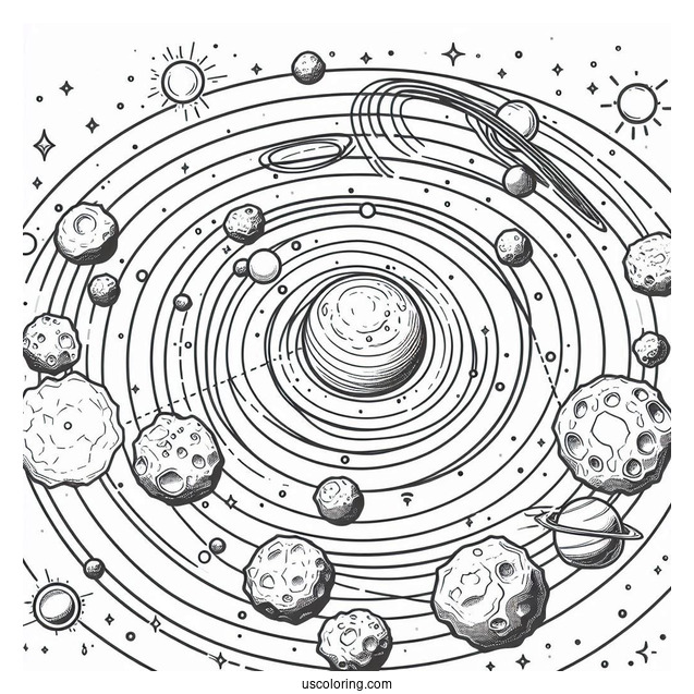 Solar System Map With Asteroid Belt Coloring Page