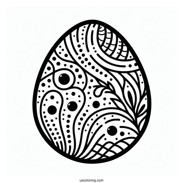 Polka Dots And Curvy Lines Easter Egg Design For Preschoolers