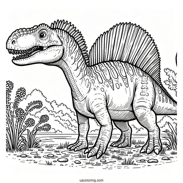 Easy Spinosaurus Coloring Page Outline For Preschoolers