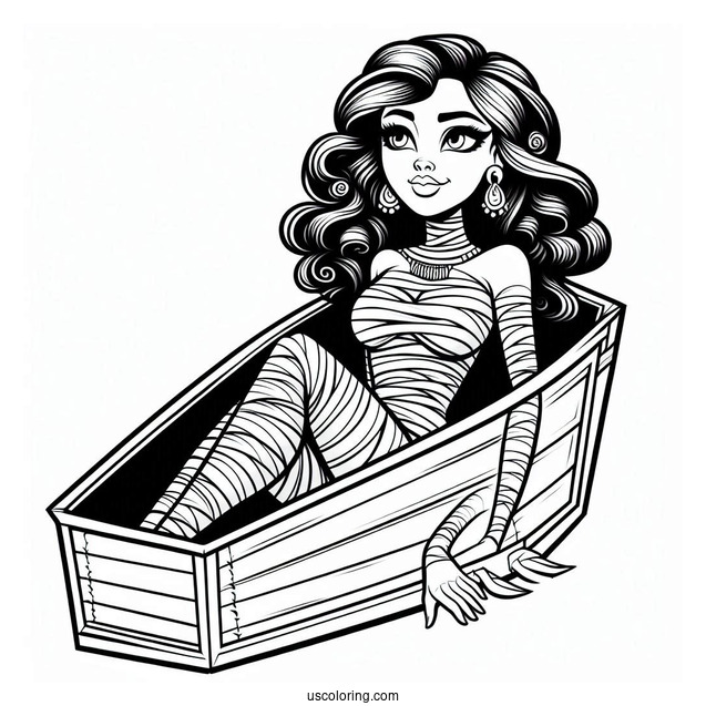 Female Mummy Coloring Page Walking Out Of Coffin