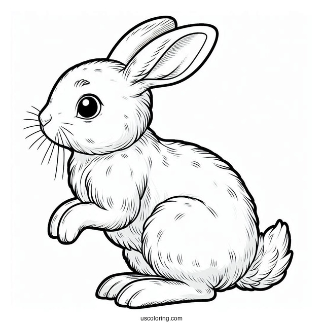 Rabbit Standing On Hind Legs Coloring Sheet