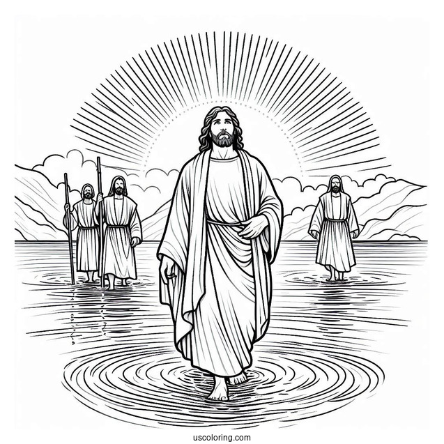 Jesus Walked On Water Miracle Coloring Page