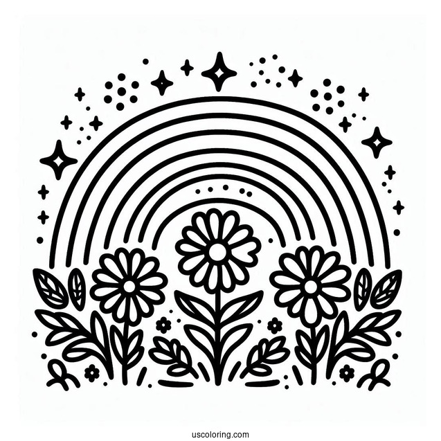 Coloring Page Of Rainbow For Toddlers