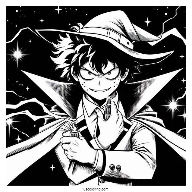 Villain Deku Coloring Page At Night