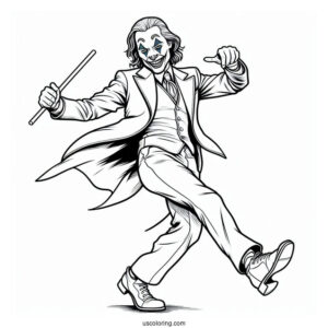 Detailed Coloring Sheet Of Joker Dancing