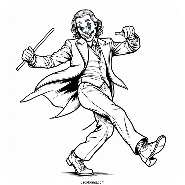 Detailed Coloring Sheet Of Joker Dancing