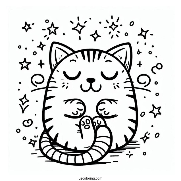 Smiling Critters Coloring Page Of Easy Grinning CatNap For Kids