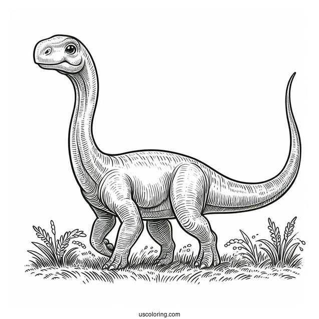 Anchisaurus Dinosaur Coloring Page Of Walking On Grass