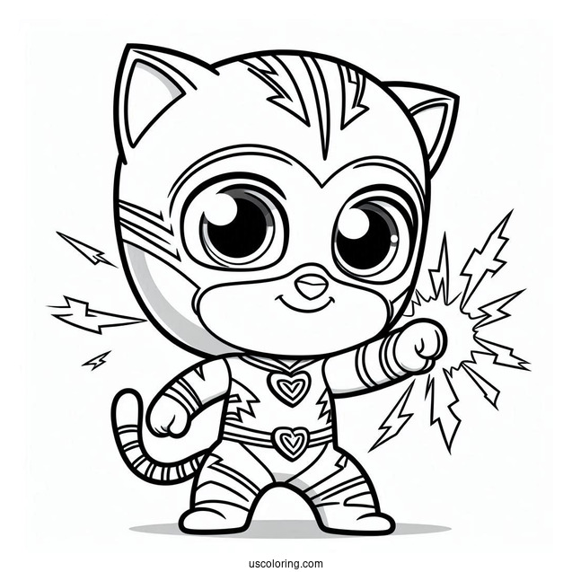 PJ Masks Coloring Page Of Catboy Using Lightning Powers