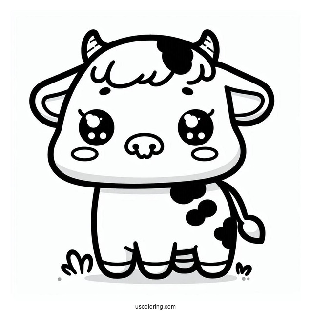 Cute Kawaii Cow Coloring For Preschoolers