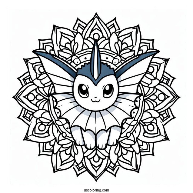 Vaporeon Mandala Coloring Page For Kids