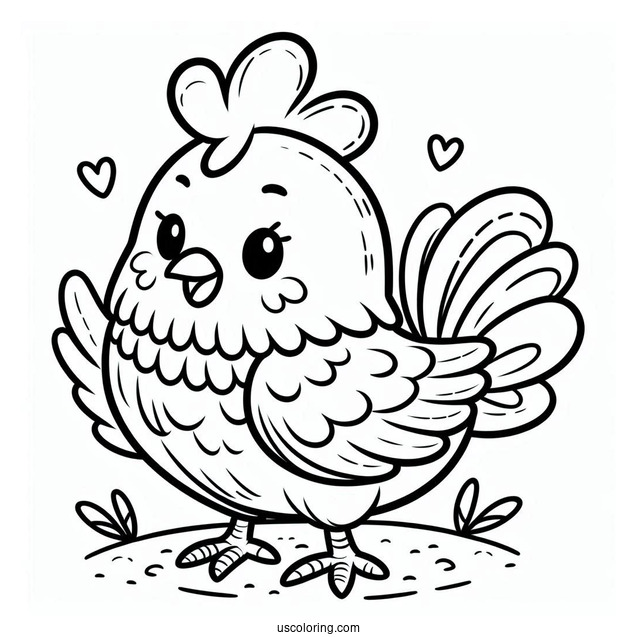 Smiling Chicken Coloring Sheet For Kids