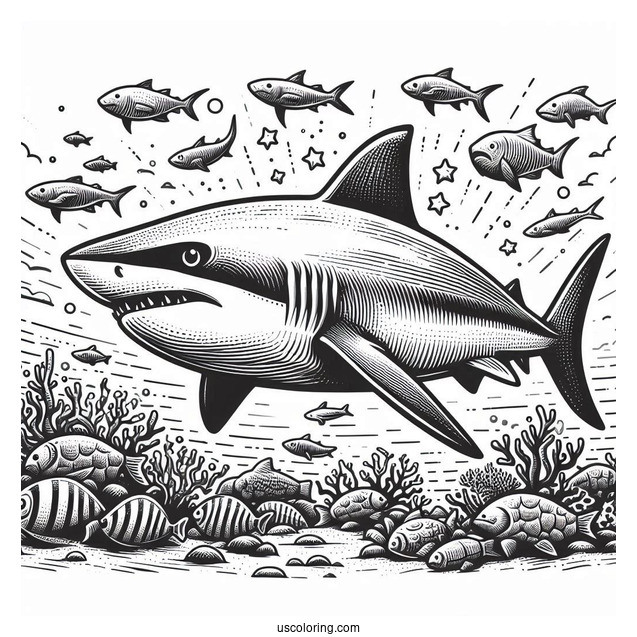 Blacktip Shark Coloring Page Family