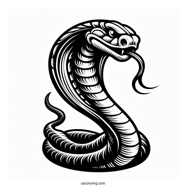 Detailed Cobra Snake Head With Fangs Out