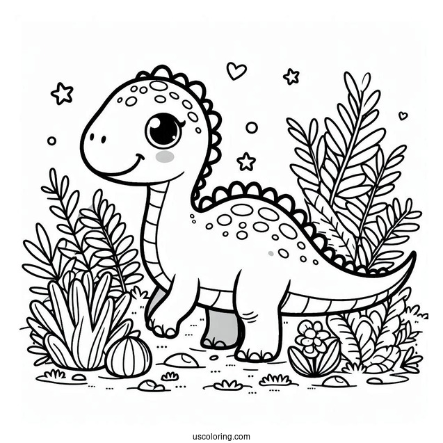 Kawaii Spinosaurus Coloring Page For Preschoolers