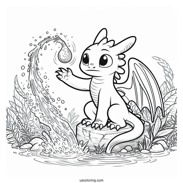 Raya And The Last Dragon Coloring Page Of Pengu Showing Water Magic To Sisu