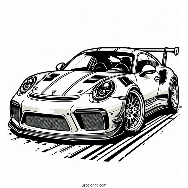 Easy Porsche Coloring Page GT3 RS For Kids