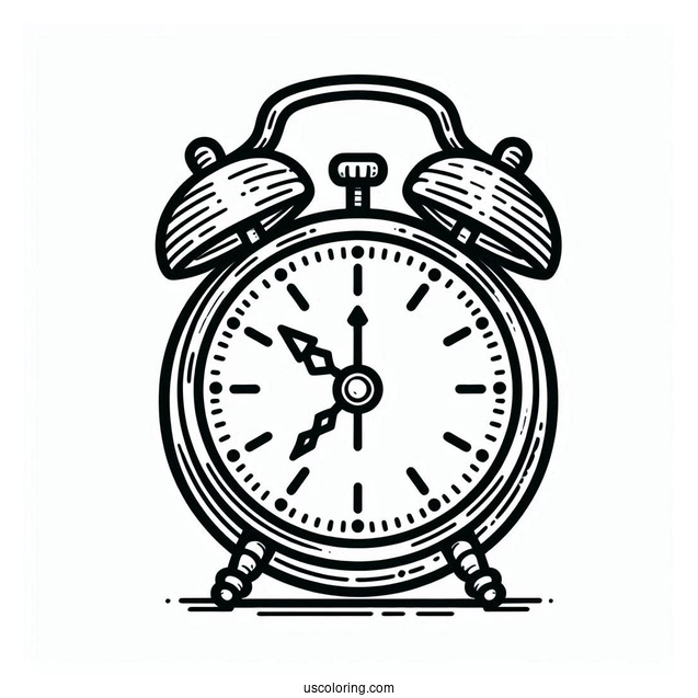 Simple Outline Of an Alarm Clock To Color