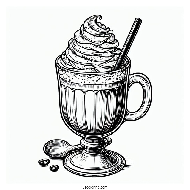 Iced Coffee Coloring Pages Of Whipped Cream And Syrup