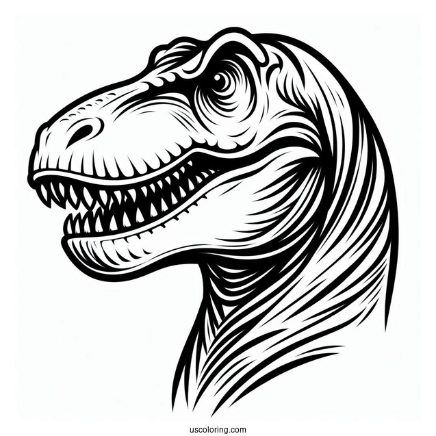 T-Rex Head With Sharp Teeth To Color