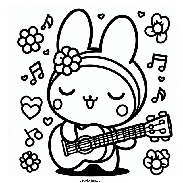 Pochacco Coloring Page Playing The Guitar For My Melody