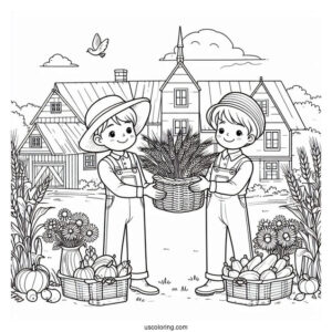 Two Farmers Presenting Harvest For Sale