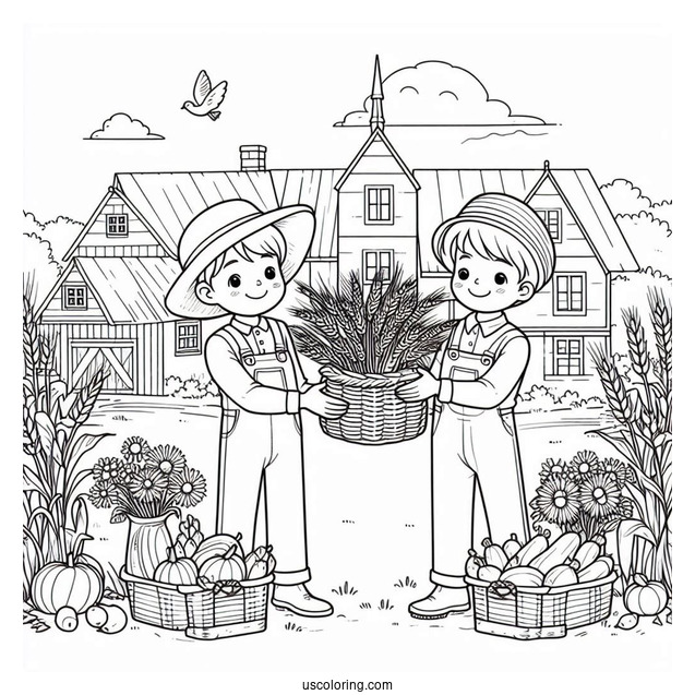 Two Farmers Presenting Harvest For Sale