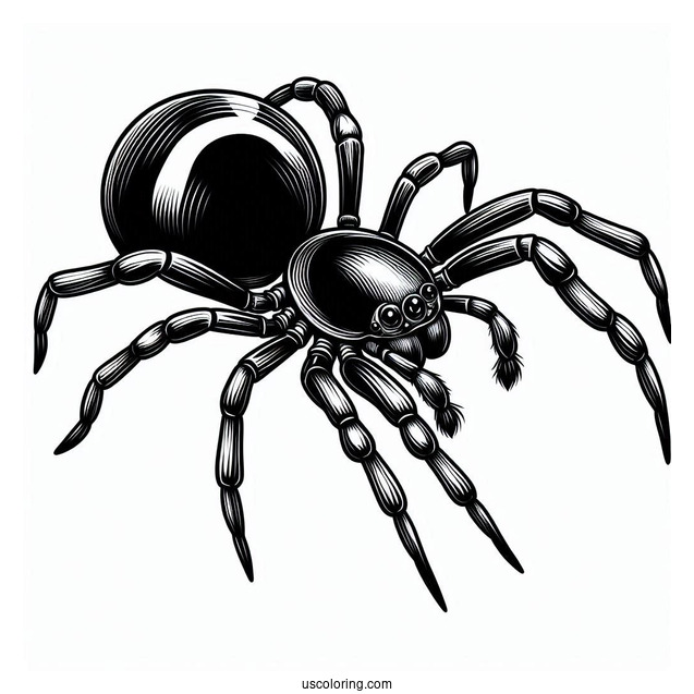 Detailed Black Widow Spider Coloring Sheet