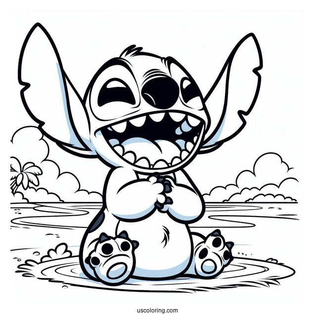 Laughing Stitch Coloring Sheet For Kids