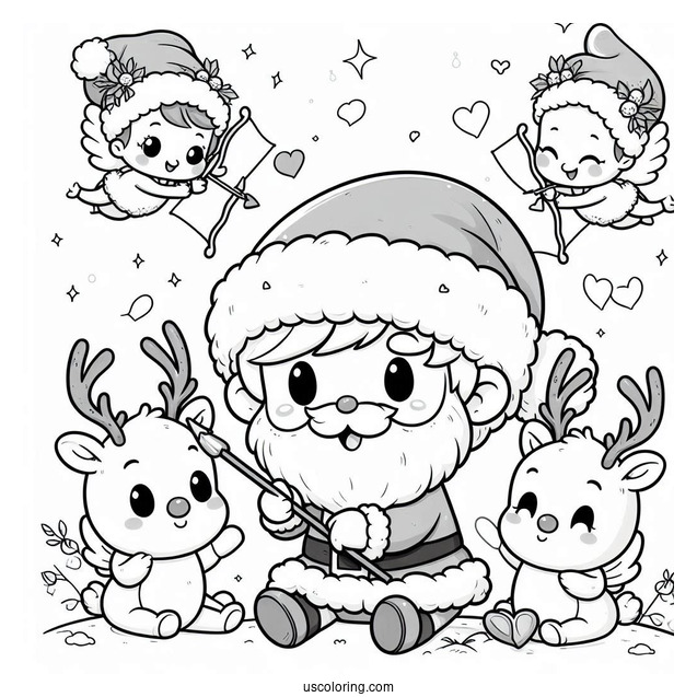 Cheeky Santa Decorating Cupids Antlers