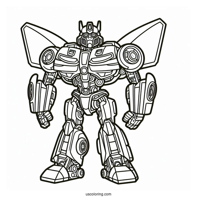 Easy Outline Of Bumblebee Transformer Robot To Color