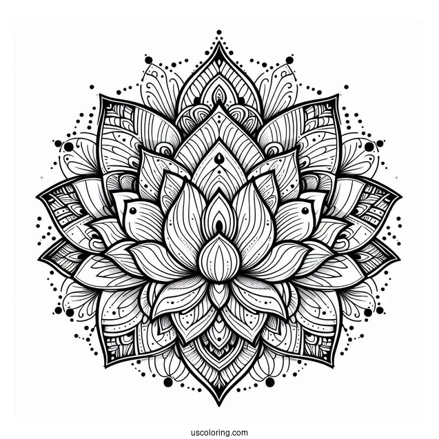 Magical Lotus Flower Mandala Coloring Page