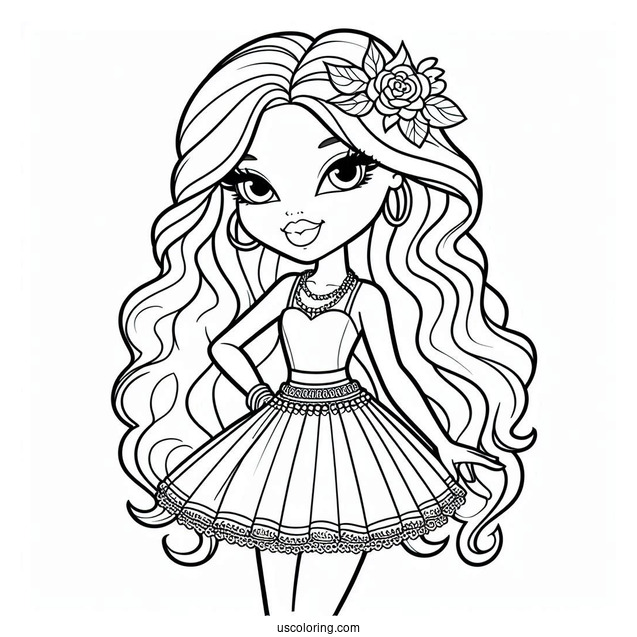 Bratz Yasmin In Skirt Coloring Sheet