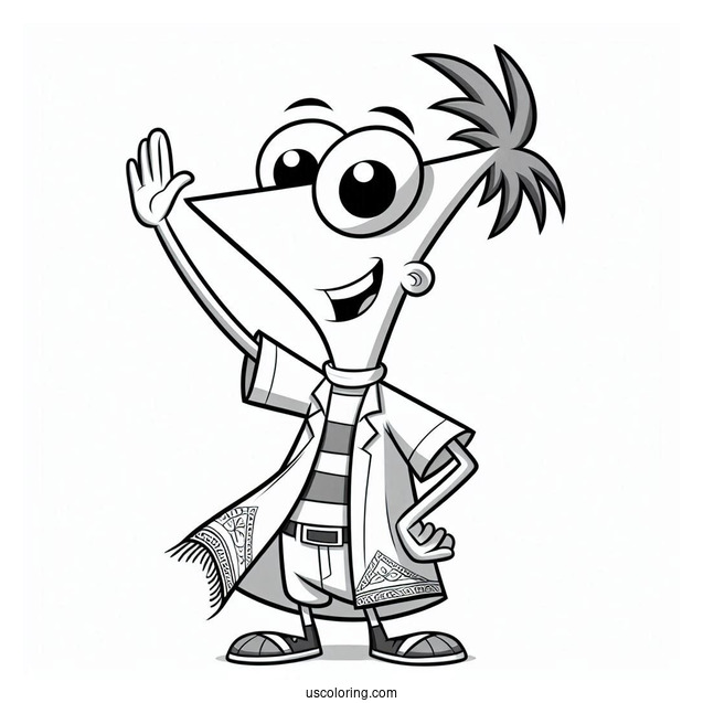 Phineas And Ferb Coloring Page Of Baljeet Waving