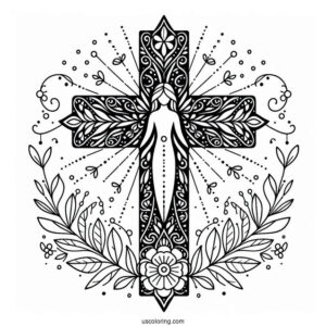Easy Cross Coloring Sheet For Kids