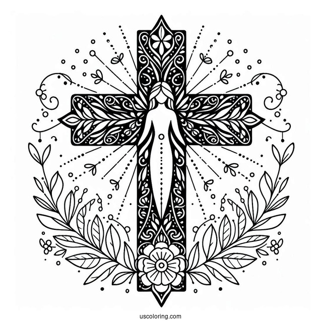 Easy Cross Coloring Sheet For Kids