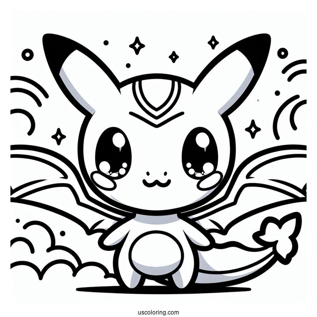 Kawaii Rayquaza Coloring Page For Kids