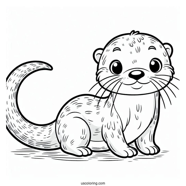 Small Otter Coloring Page With Long Tail
