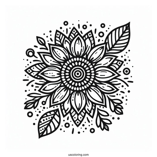 Flower Coloring Pages Ofv Detailed Sunflower Mandala