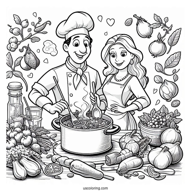 Ratatouille Coloring Page Cooking With Alfredo And Colette