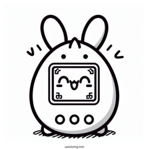 Retro Tamagotchi Coloring Page With Mametchi On The Screen
