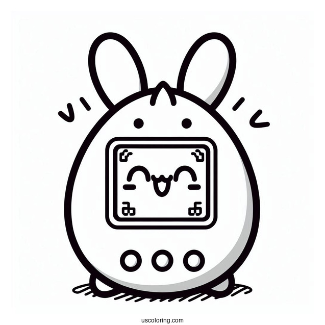 Retro Tamagotchi Coloring Page With Mametchi On The Screen