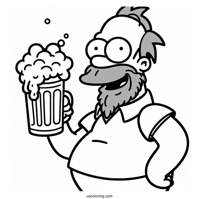Simpsons Coloring Pages Of Barney Gumple Holding A Beer