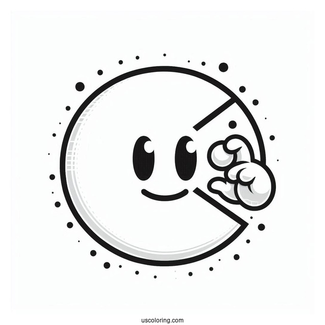 Pac-Man Coloring Page Holding Up Pac Dot